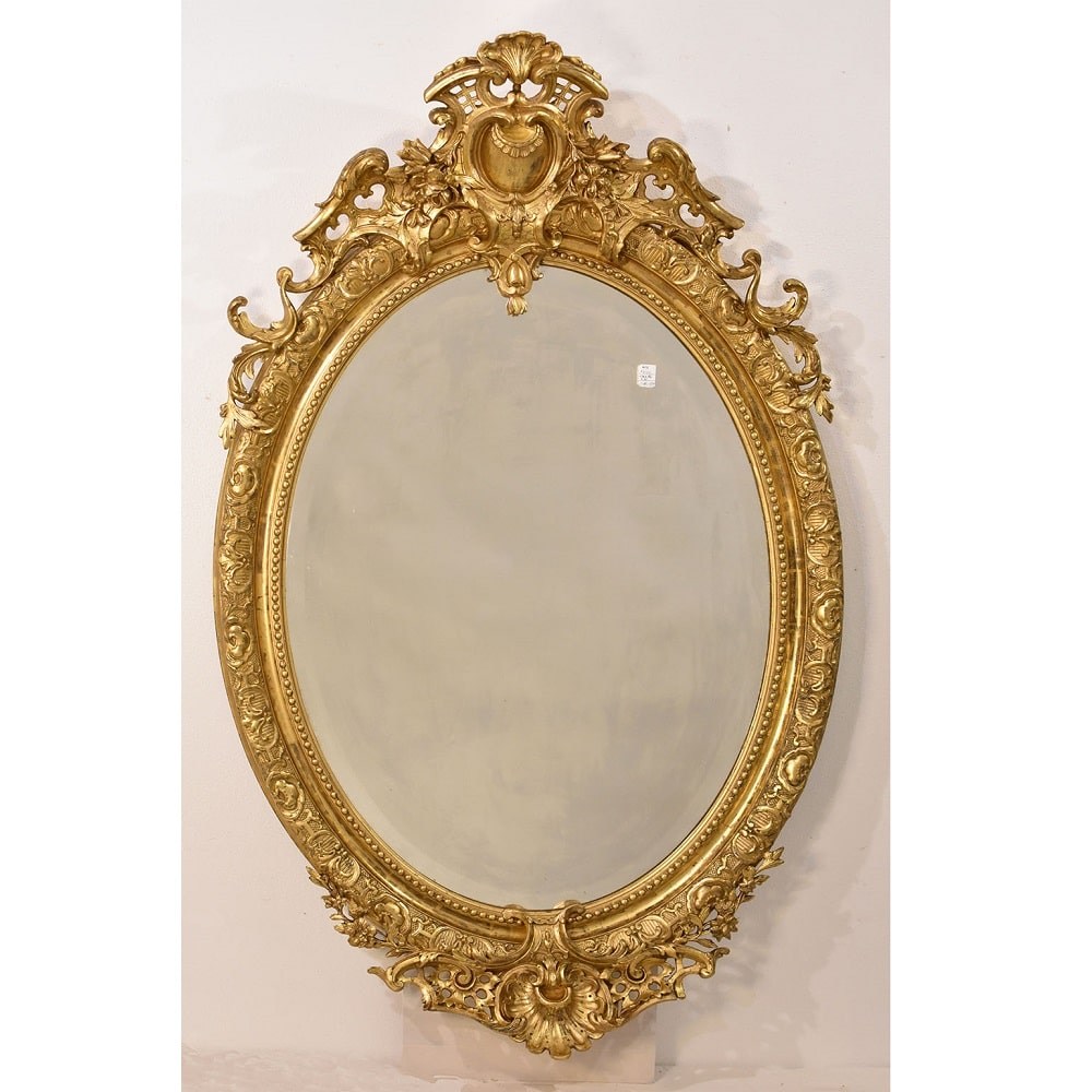 SPO179 1 antique large wall mirror round mirror gold leaf XIX.jpg